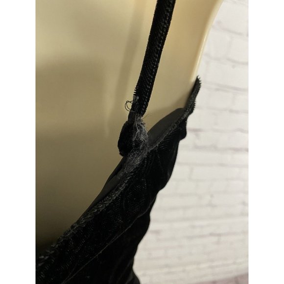 VTG New Leaf Black Gold Spaghetti Strap Velvet Back Zip Bodycon Dress Womens 5/6 - Picture 6 of 14